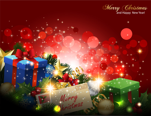 Different Christmas gifts box design elements vector 03  