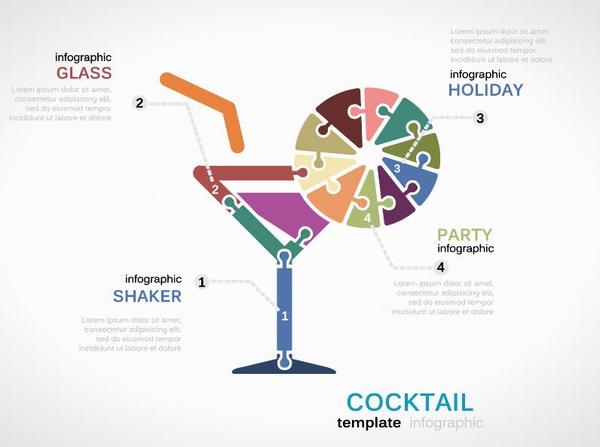 Modèle de vecteur infographique cocktail  