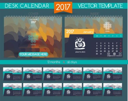 Bedrijf 2017 bureaukalender ontwerp vector sjabloon 14  