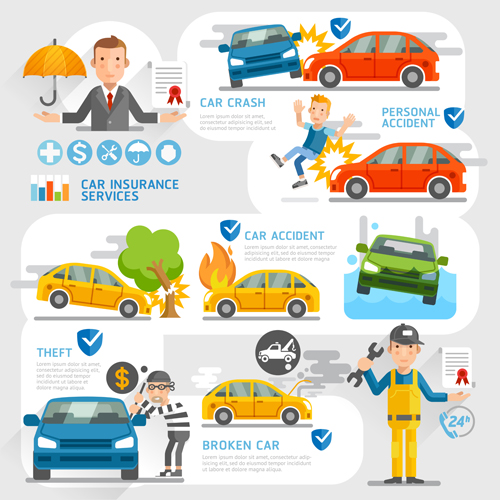 Creative insurance business infographic template vector 02  