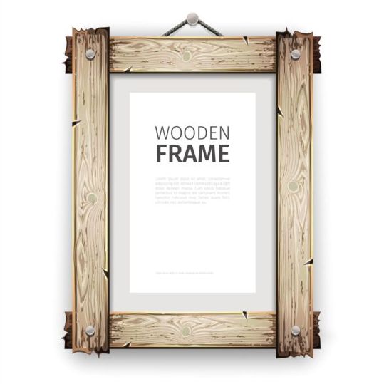 Creative wooden photo frames vector set 04  
