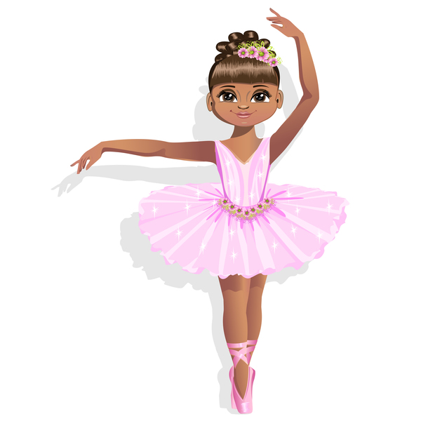 Nette Ballerina in einem rosa Ballettröckchenvektor 02  