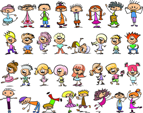 Cute children cartoon styles vector 01  