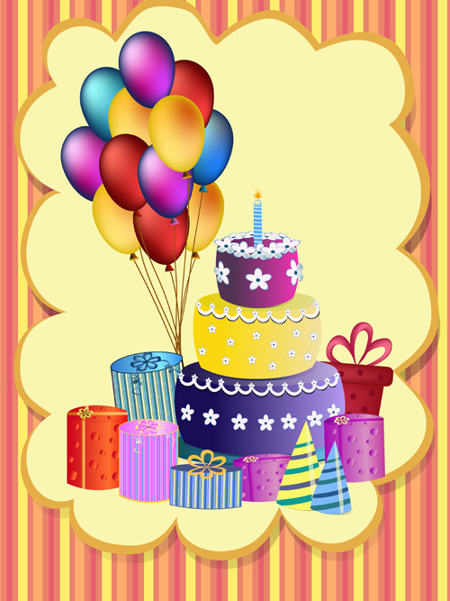 Cute happy birthday greeting card vector 02  