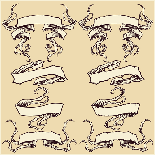 Damaged ribbons vector graphics  