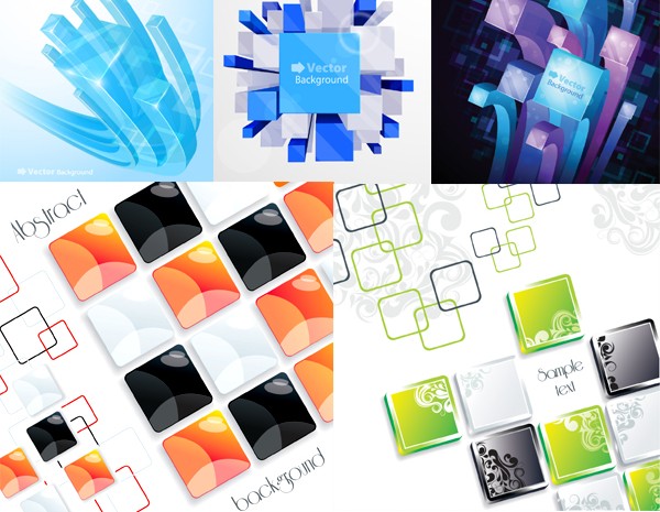 Different cube backgrounds vector set  