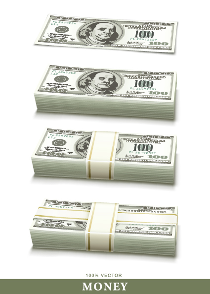 Set of Dollars in bundles design vector 03  