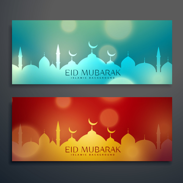 Les bannières de Eid mubarak conçoivent des vecteurs 02  