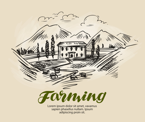 Farming hand drawing background vectors 04  