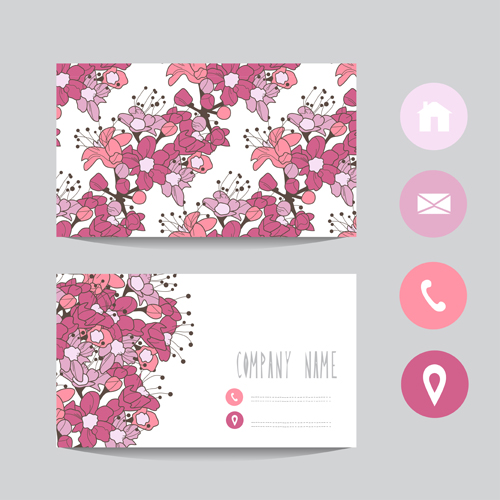 Floral business cards elegant vector material 10  