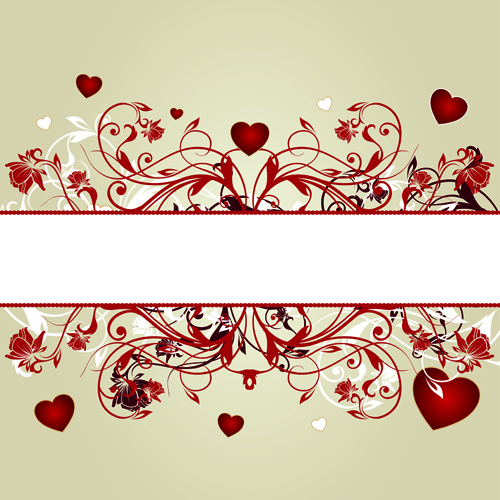 Floral hearts Valentine day vector backgrounds 01  