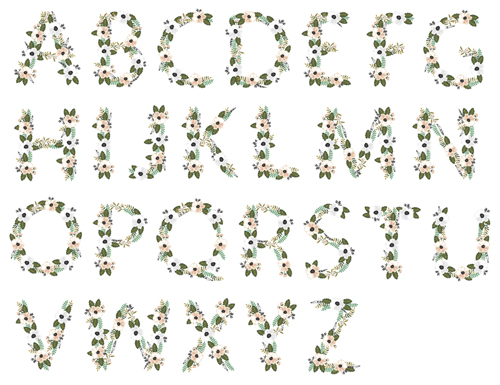 Flower alphabets letters vectors 06  