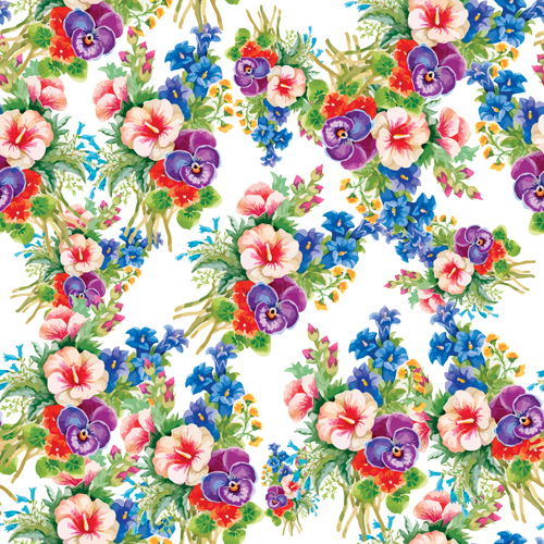 Flower seamless pattern set vector 09  