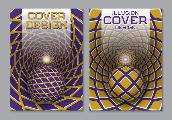 Flyer et brochure couverture illusion design vectoriel 14  