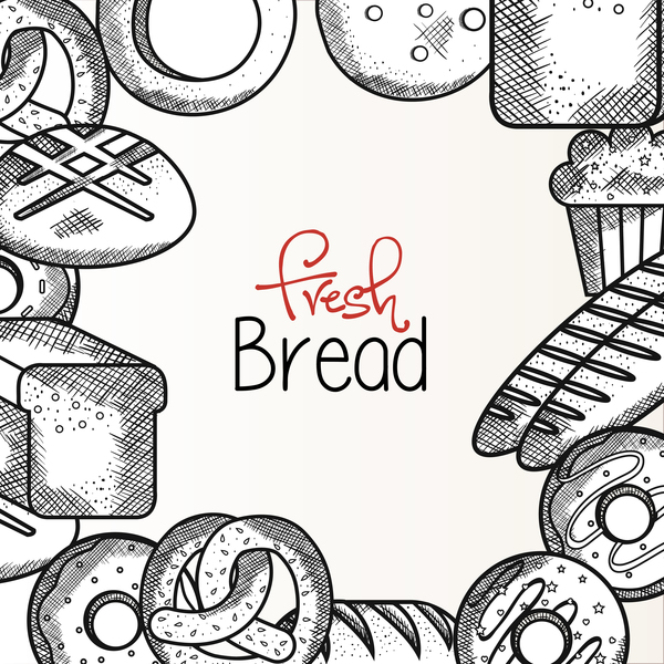 Fresh bread frame vector  