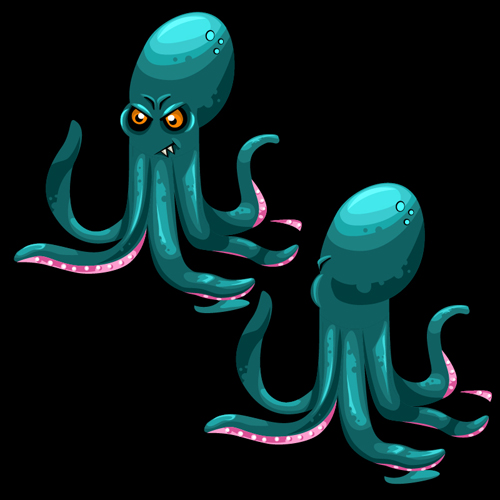 Funny squid catoon character vector 01  