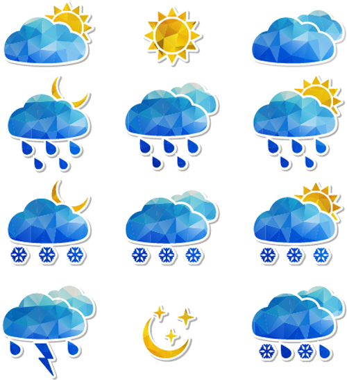Geometric shapes weather icons set 03  