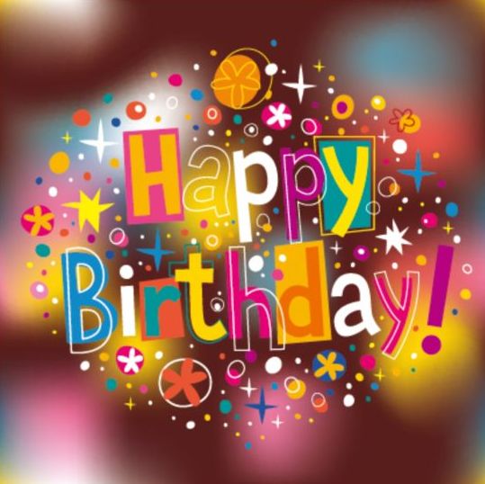 Happy Birthday elements with blurred background vector 02  