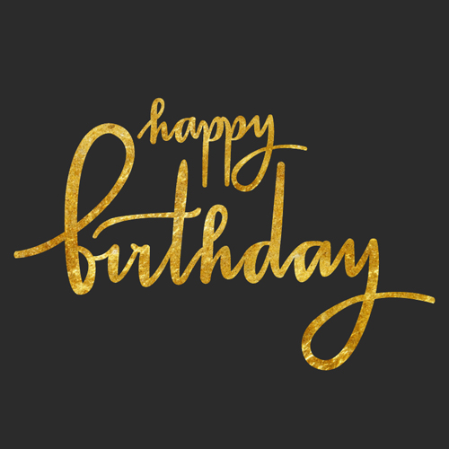 Happy birthday gold text design vector  