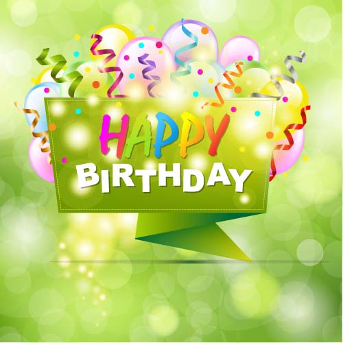 Happy birthday lables with green background vector  