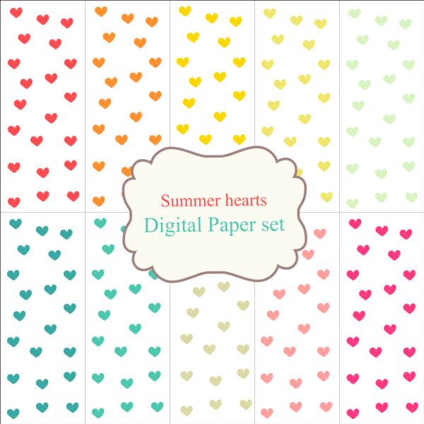Heart paper with summer background vector 06  
