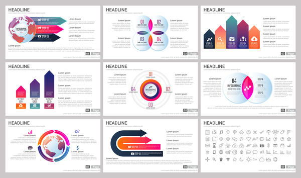 Riesige Sammlung von Business-Infografik-Vektoren 13  