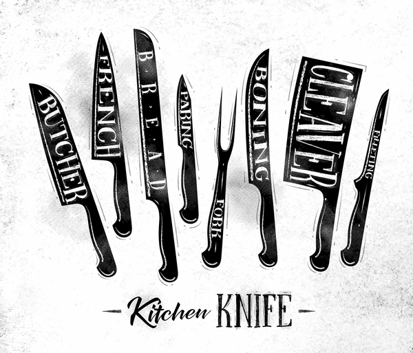 Kitchen knife poster template vector 04  
