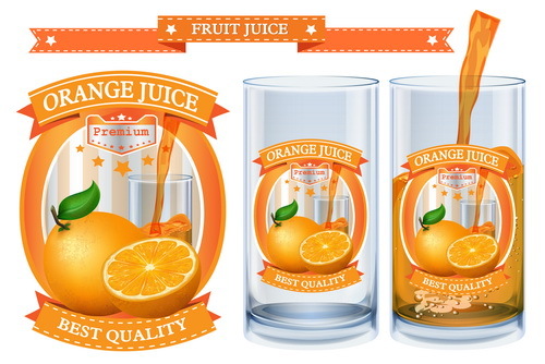Orangensaftdesign beschriftet Vektor 02  