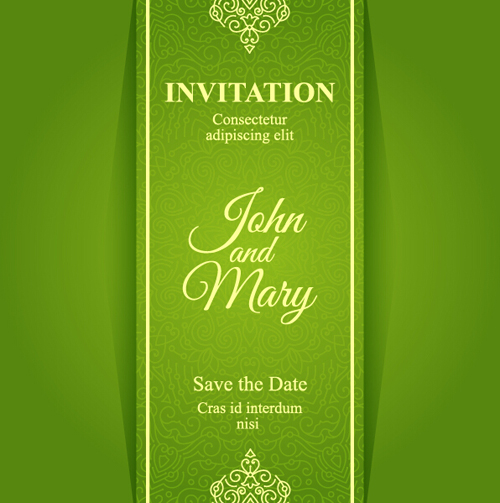 Ornate floral invitation card green styles vector 18  