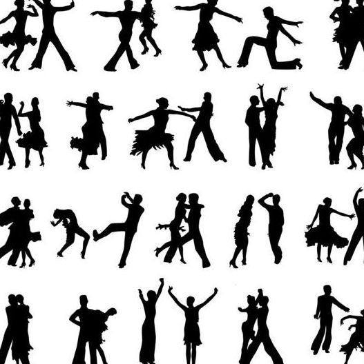 Leute tanzen Silhouetter Vektor 01  