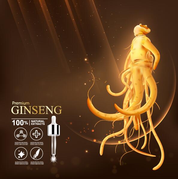Premium ginseng cosmétiques affiche vecteur 09  