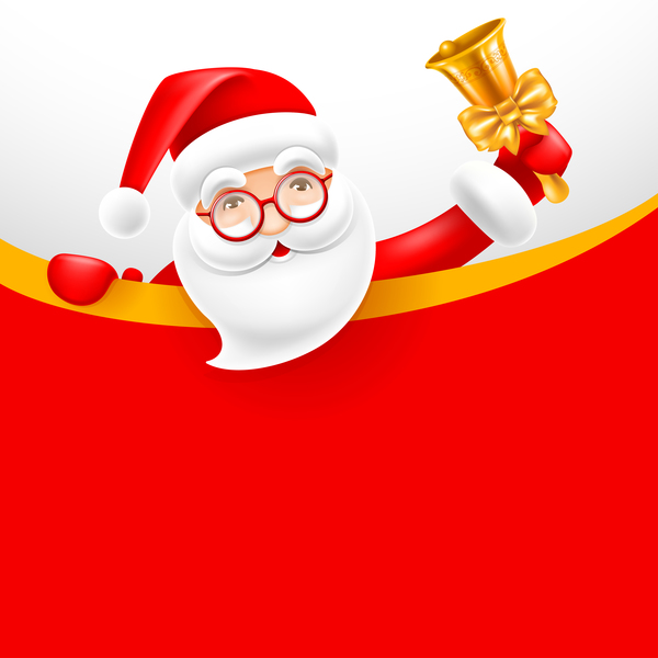 Santa with bell and blank christmas background vector 02  