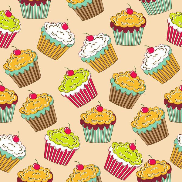 Seamless cupcake pattern vector  