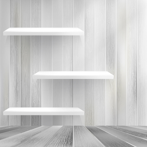 Shelf and wooden wall vector 01  