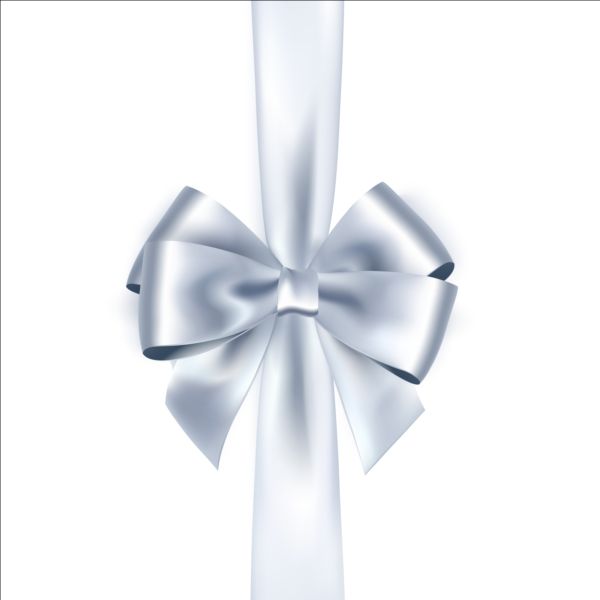 Silver ribbon bows vector 02  