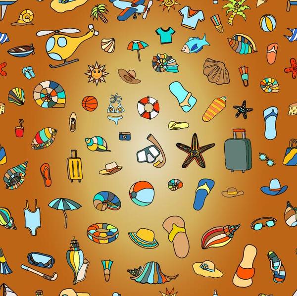 Summer holiday styles seamless pattern vector 08  
