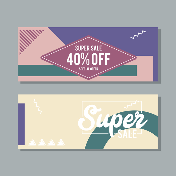 Super sale discount banner template vectors 04  