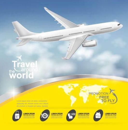 Reisen rund um die Welt mit Plakatdesign-Vektor 07  