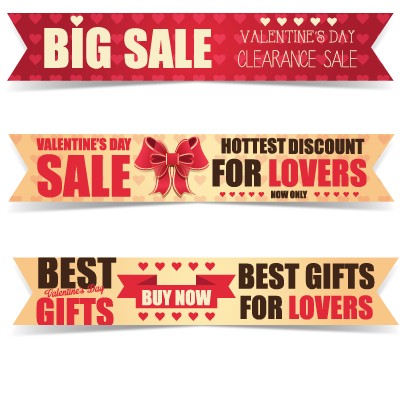 Valentine Day big sale vector banners set 01  