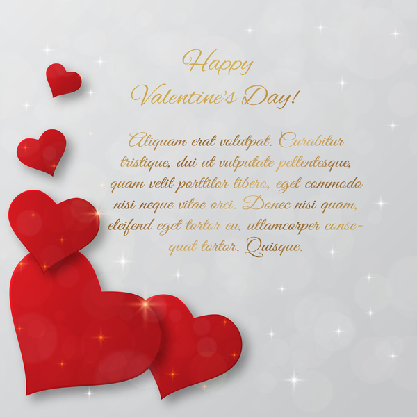 Valentine day cards for you text with red heart vectors template  