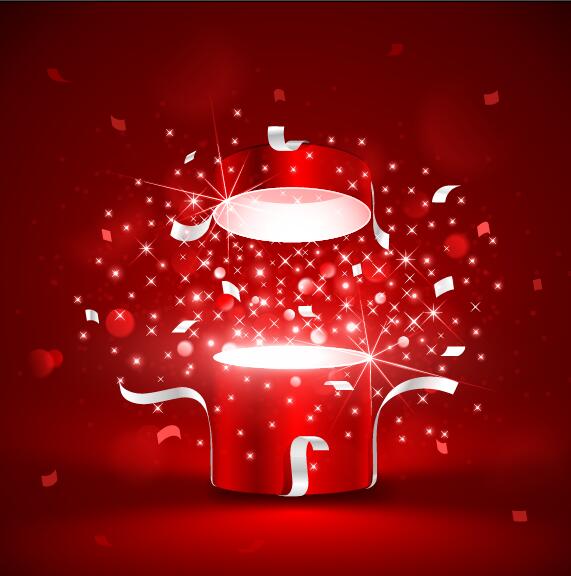 Valentine gift box with red background vectors 01  