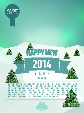 Vintage 2014 New Year holiday backgrounds vector set 02  