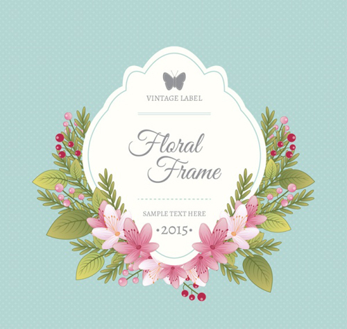 Vintage labels with floral frame vector  