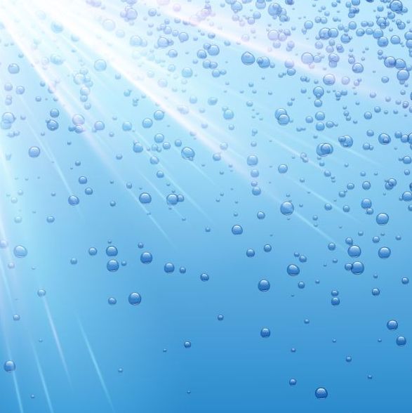 Fond de l’eau avec des bulles et vecteur de soleil 01  