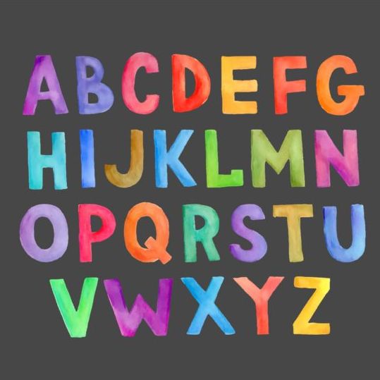 Akvarell färgglada alfabetet vektor  