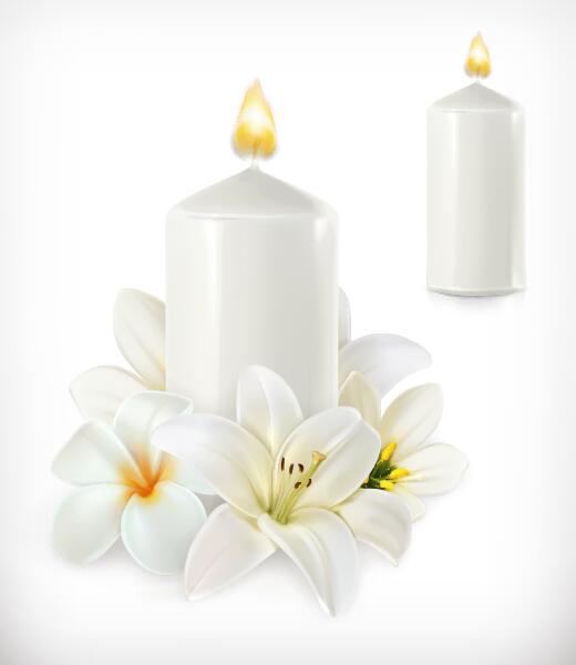 White flower with candle vector  