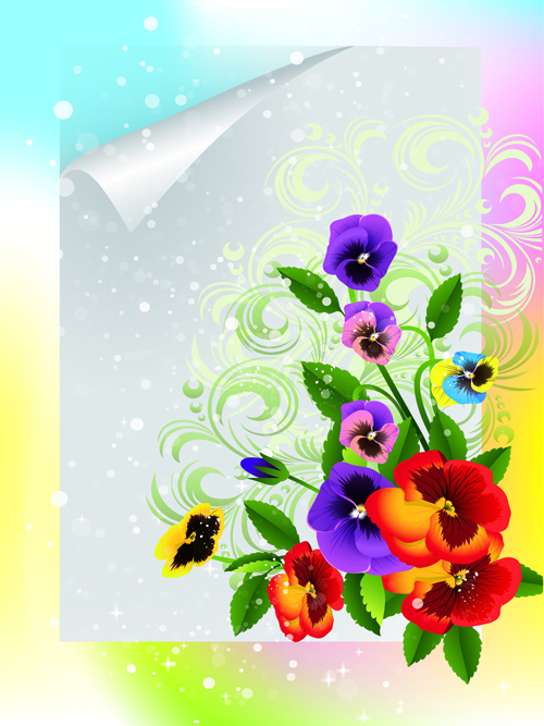 Bright Background with flowers design vector 03  