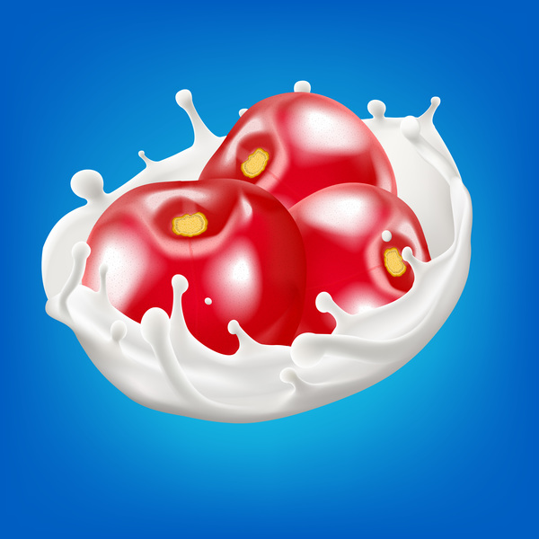 berry with milk splash vector illustration 01  