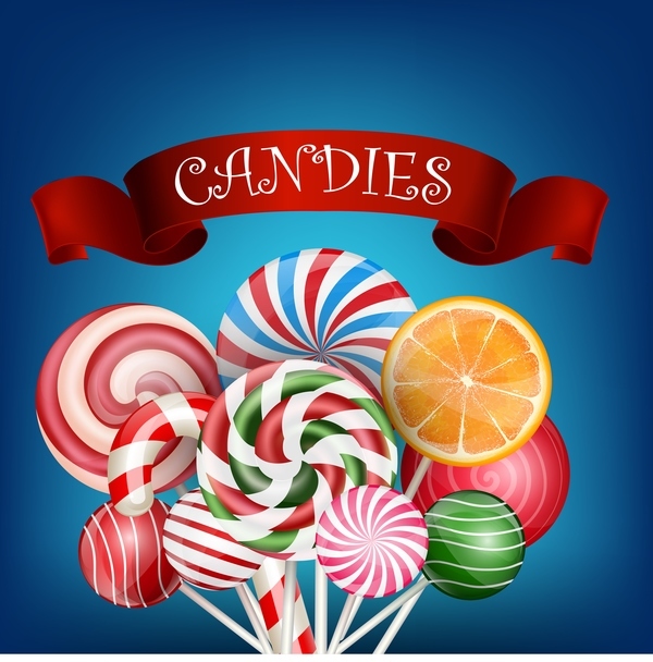 candies with red ribbon vector background  