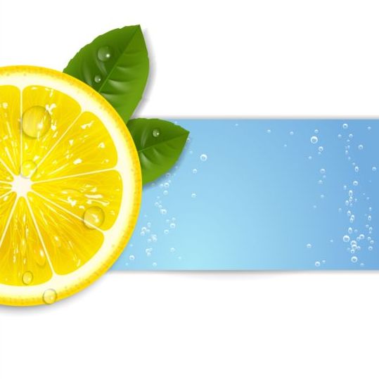 fresh lemon with water drop vector background  